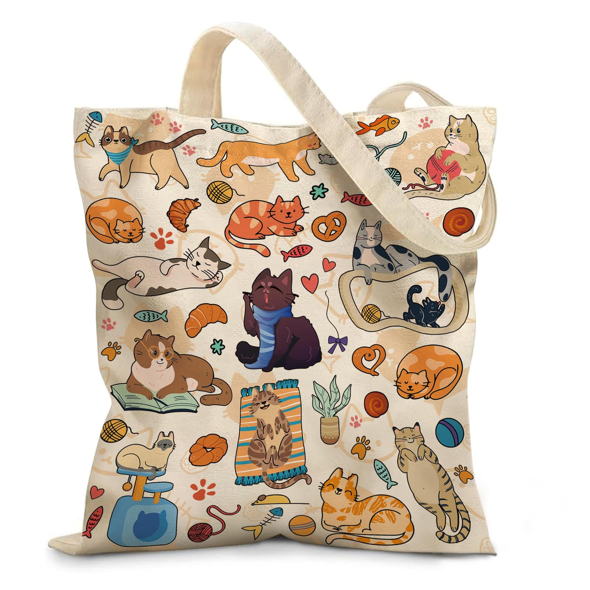 Aesthetic Canvas Tote Bag for Women - with Magnetic Snap Closure & Zipper Inner Pocket Reusable Bag for Shopping