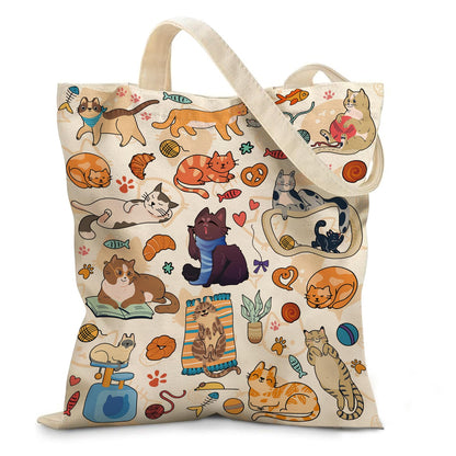 Aesthetic Canvas Tote Bag for Women - with Magnetic Snap Closure & Zipper Inner Pocket Reusable Bag for Shopping