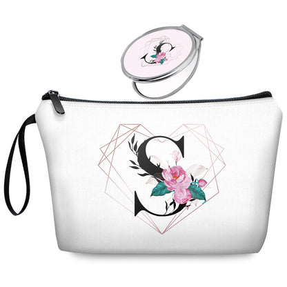 Initial G Bride Gifts for Women – Personalized Letter G Travel Makeup Bag Set with Mirror, Monogram G Cosmetic Pouch for Bridesmaid Maid of Honor Wedding Bridal Shower