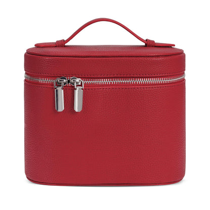 Cosmetic Case, Leather Makeup Bag, Portable Handheld Makeup Case, Detachable Compartments