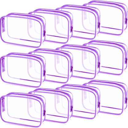 Weewooday 12 Pcs Clear Cosmetic Bags PVC Zipper,None