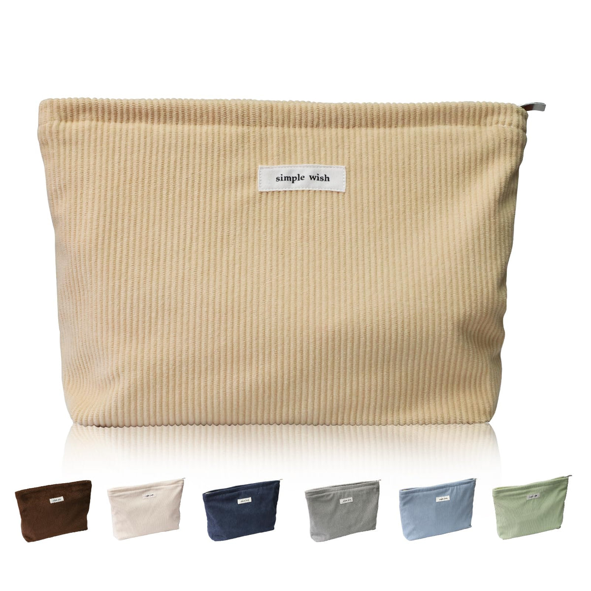 Wudygirl Makeup Bag for Women Travel Cosmetic Bag 10.5"x7.5" Beige