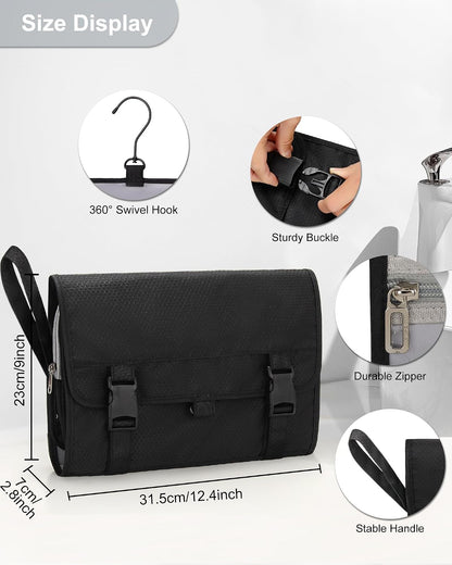 Relavel Travel Toiletry Bag for Men, Large Hanging Toiletries Bag - Black