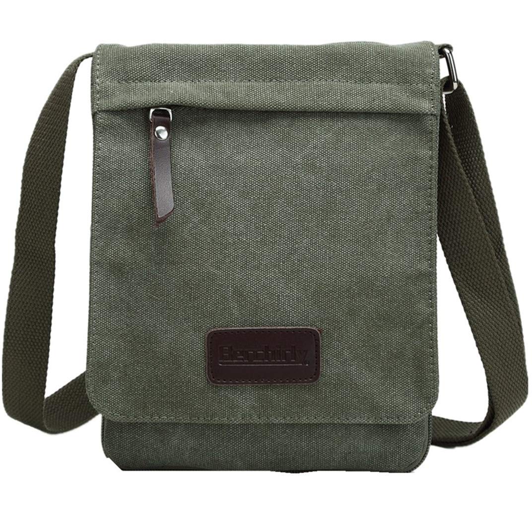 Berchirly Small Vintage Canvas Leather Messenger Crossbody Bag Pack Organizer