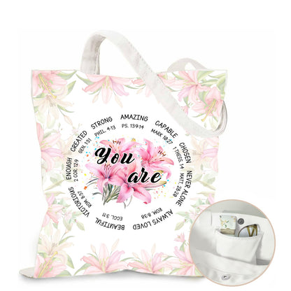 Aesthetic Canvas Tote Bag for Women - with Magnetic Snap Closure & Zipper Inner Pocket Reusable Bag for Shopping