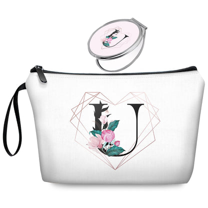 Initial G Bride Gifts for Women – Personalized Letter G Travel Makeup Bag Set with Mirror, Monogram G Cosmetic Pouch for Bridesmaid Maid of Honor Wedding Bridal Shower