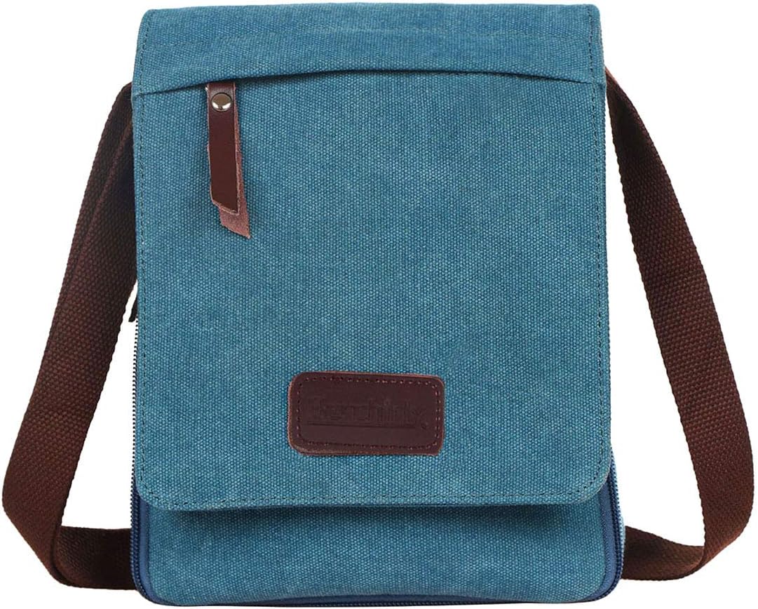 Berchirly Small Vintage Canvas Leather Messenger Crossbody Bag Pack Organizer