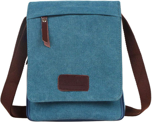 Berchirly Small Vintage Canvas Leather Messenger Crossbody Bag Pack Organizer