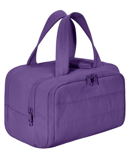 BAGSMART Travel Toiletry Bag, Lightweight Large Wide-open Travel Bag for Women, Puffy Cosmetic Makeup Bag Organizer with Handle for Accessories,Essentials, Toiletries, Black
