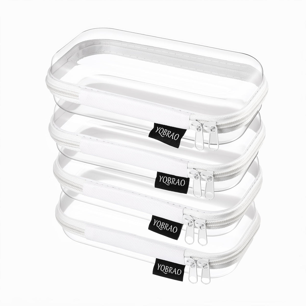 YQBRAO Clear Hard Shell Zipper Cases, Diaper Bag Organizer, 2L 2M 2S, White