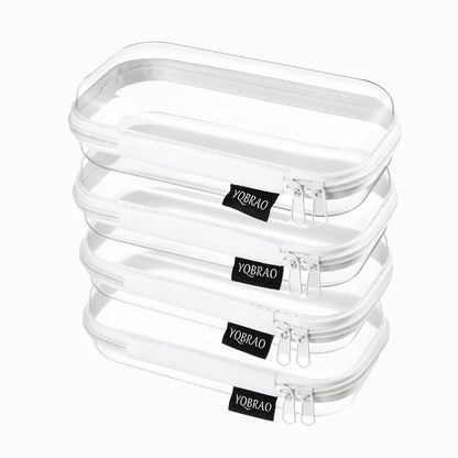 YQBRAO Clear Hard Shell Zipper Cases, 3 Large Travel Organizers, White