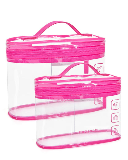 BAGSMART TSA Approved Toiletry Bag, 2 Pack Clear Makeup Cosmetic Bag Organizer, Quart Size Travel Bag for Toiletries, Carry-on Travel Accessories Essentials, Black-2pcs