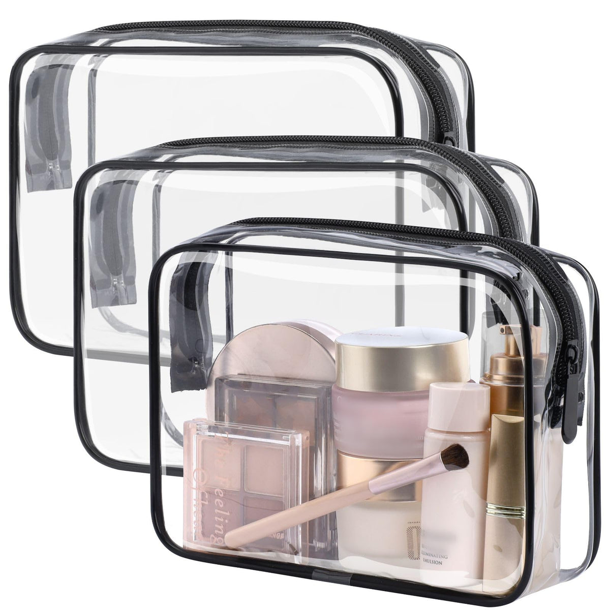 PACKISM TSA Approved Toiletry Bag - Clear Makeup Bag for Travel, Rose Pink