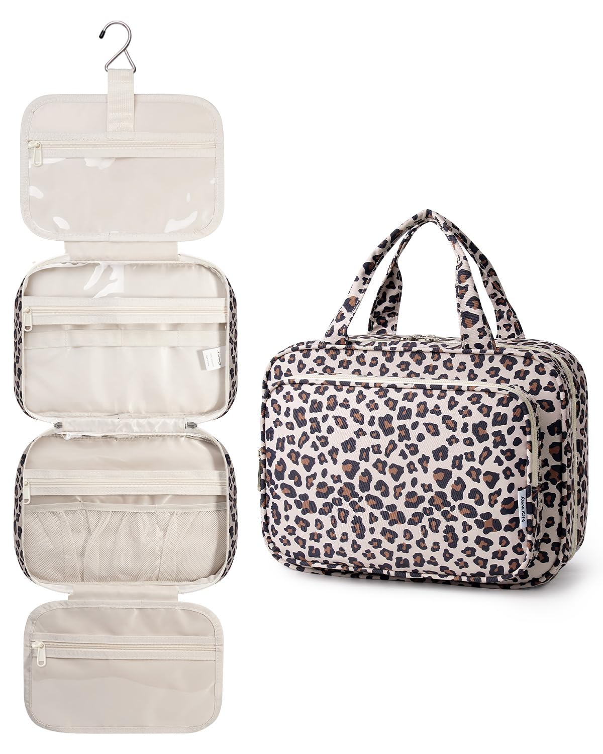 Narwey Hanging Toiletry Bag for Women, Travel Makeup Cosmetic Organizer Bag