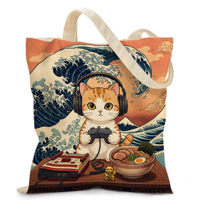 Aesthetic Canvas Tote Bag for Women - with Magnetic Snap Closure & Zipper Inner Pocket Reusable Bag for Shopping