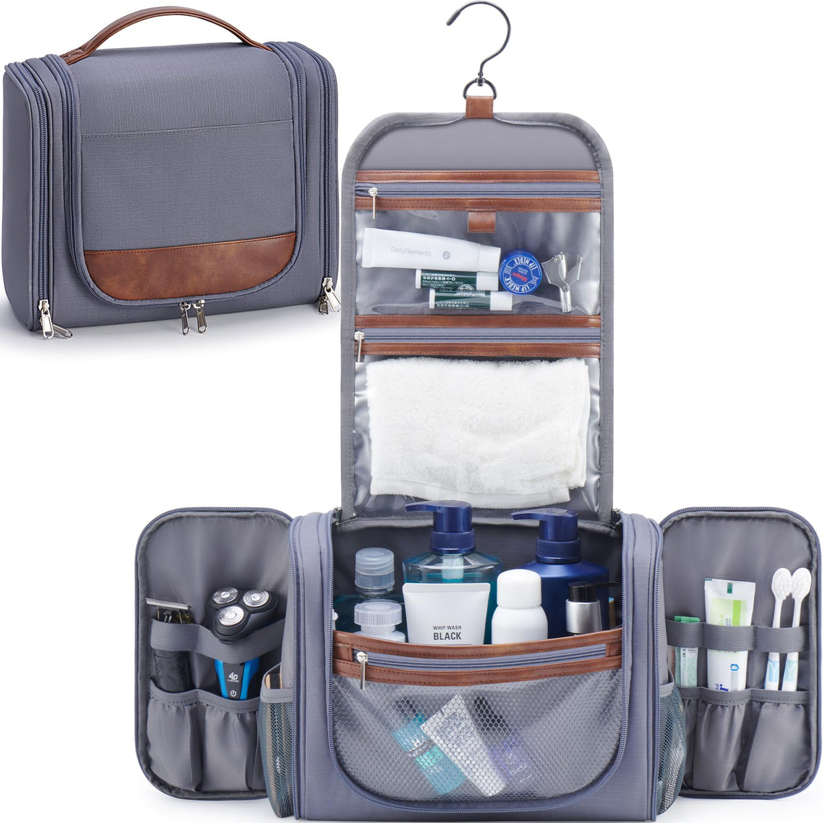Ralnitote Toiletry Bag for Men, Large Hanging Travel Toiletry Bag, Black