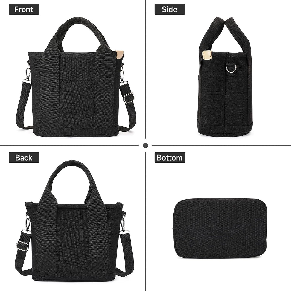 Small Tote Bags for Women Canvas Purses with Zipper Crossbody Mini Tote Satchel Hobo Work Beach Bag Shoulder Handbags