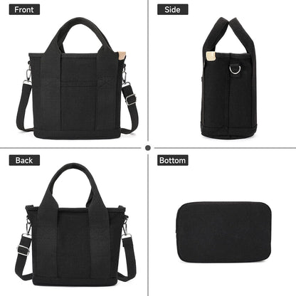 Small Tote Bags for Women Canvas Purses with Zipper Crossbody Mini Tote Satchel Hobo Work Beach Bag Shoulder Handbags