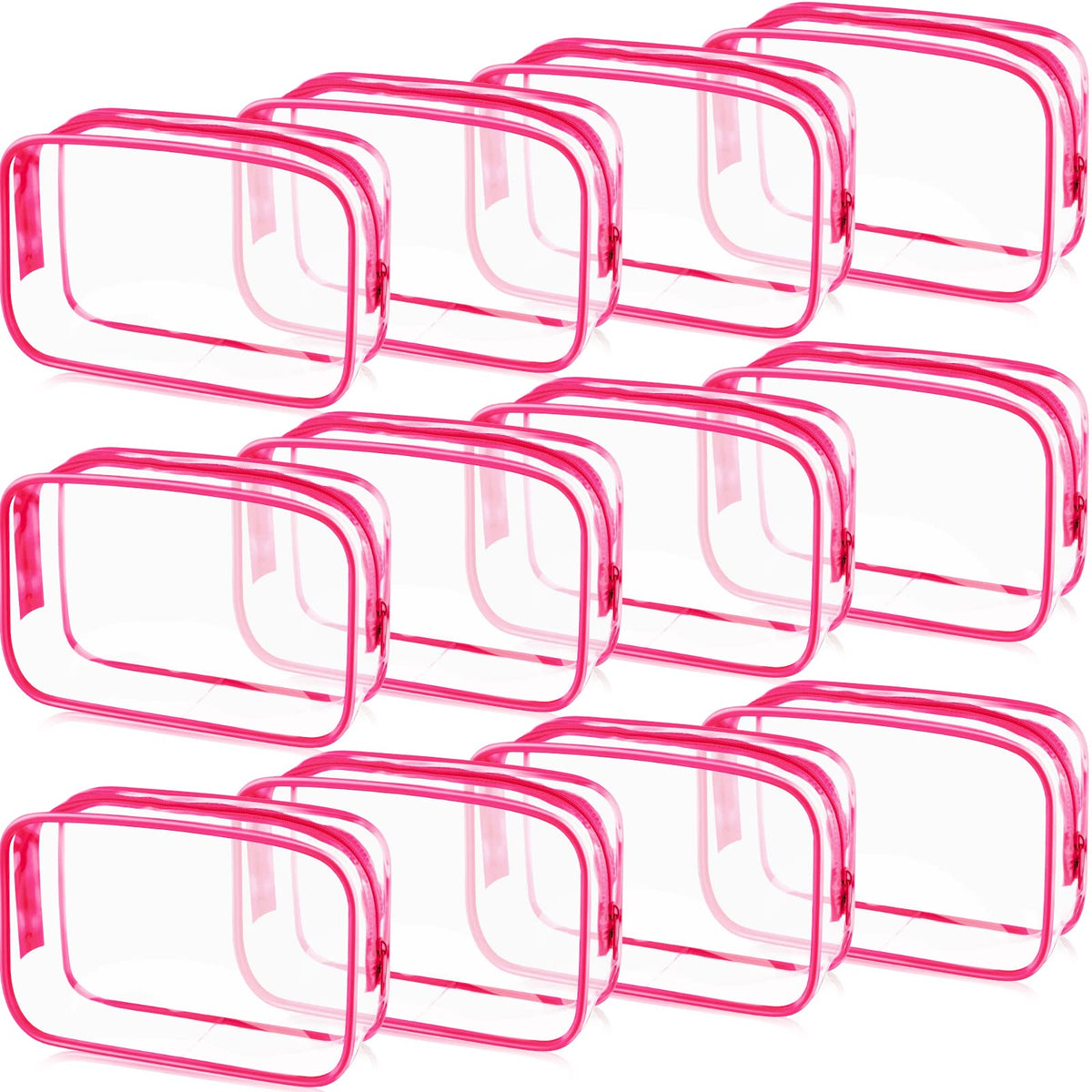 Weewooday 12 Pcs Clear Cosmetic Bags PVC Zipper,None