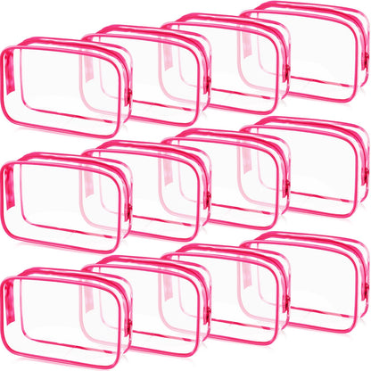 Weewooday 12 Pcs Clear Cosmetic Bags PVC Zipper,None