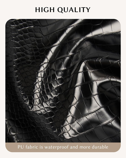 Make Up Bag, Cosmetic Organizer for Women, Waterproof Croc PU Leather Makeup Organizer with Divider and Handle Toiletry Bag Travel Bag (Croc Embossed, Black)