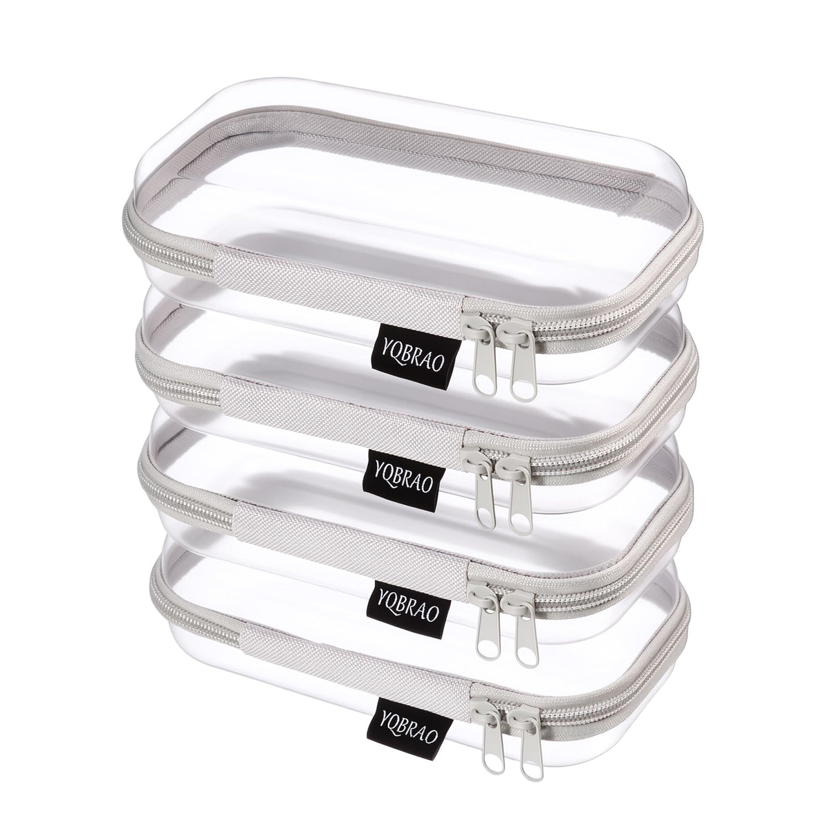 YQBRAO Clear Hard Shell Zipper Cases, 3 Large Travel Organizers, White