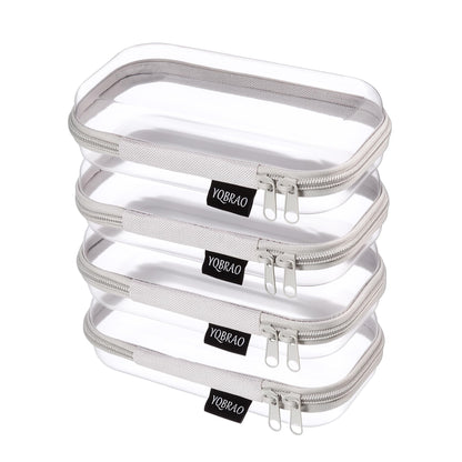 YQBRAO Clear Hard Shell Zipper Cases, 3 Large Travel Organizers, White