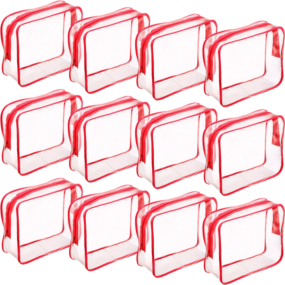 Weewooday 12 Pcs Clear Cosmetic Bags PVC Zipper,None