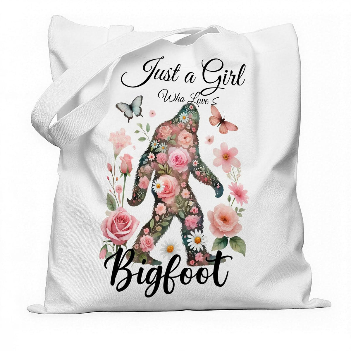 Funny Animal Canvas Bag, Christian Inspirational Tote Bag, Boho Watercolor Floral Butterfly Canvas Bag
