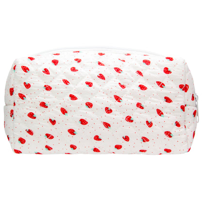 PAZIMIIK Small Quilted Makeup Bag,Zipper Cosmetic Pouch,Grey Floral