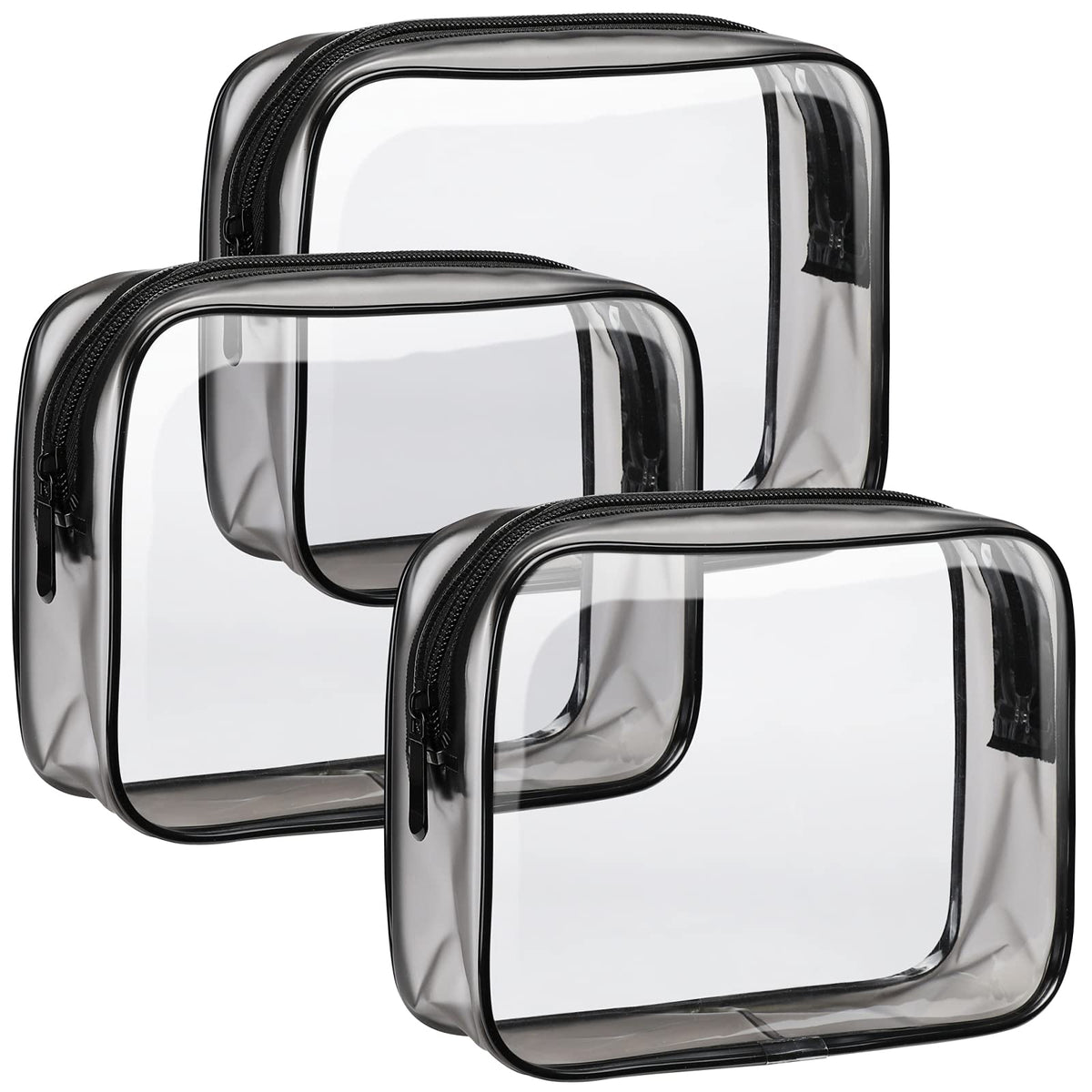 F-color TSA Approved Toiletry Bag - Clear Makeup Bag, 5 Pack, 5 Colors