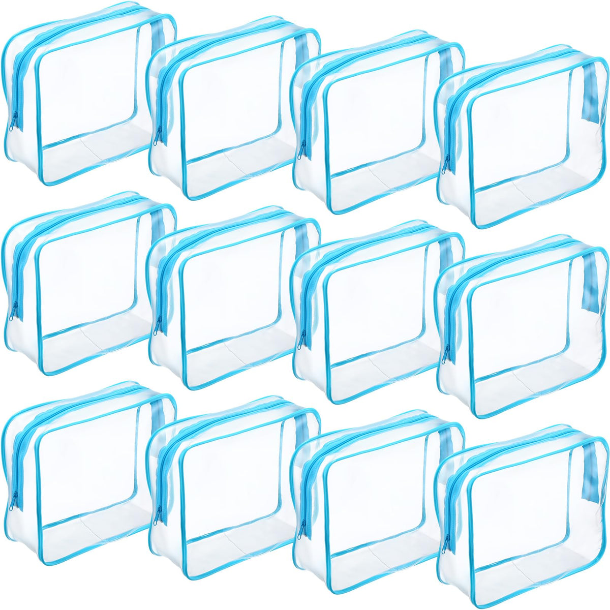 Weewooday 12 Pcs Clear Cosmetic Bags PVC Zipper,None
