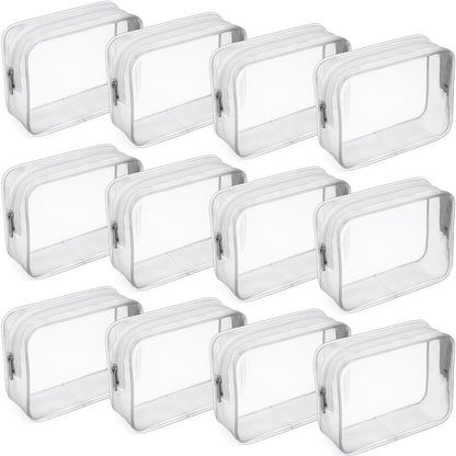 Weewooday 12 Pcs Clear Cosmetic Bags PVC Zipper,None