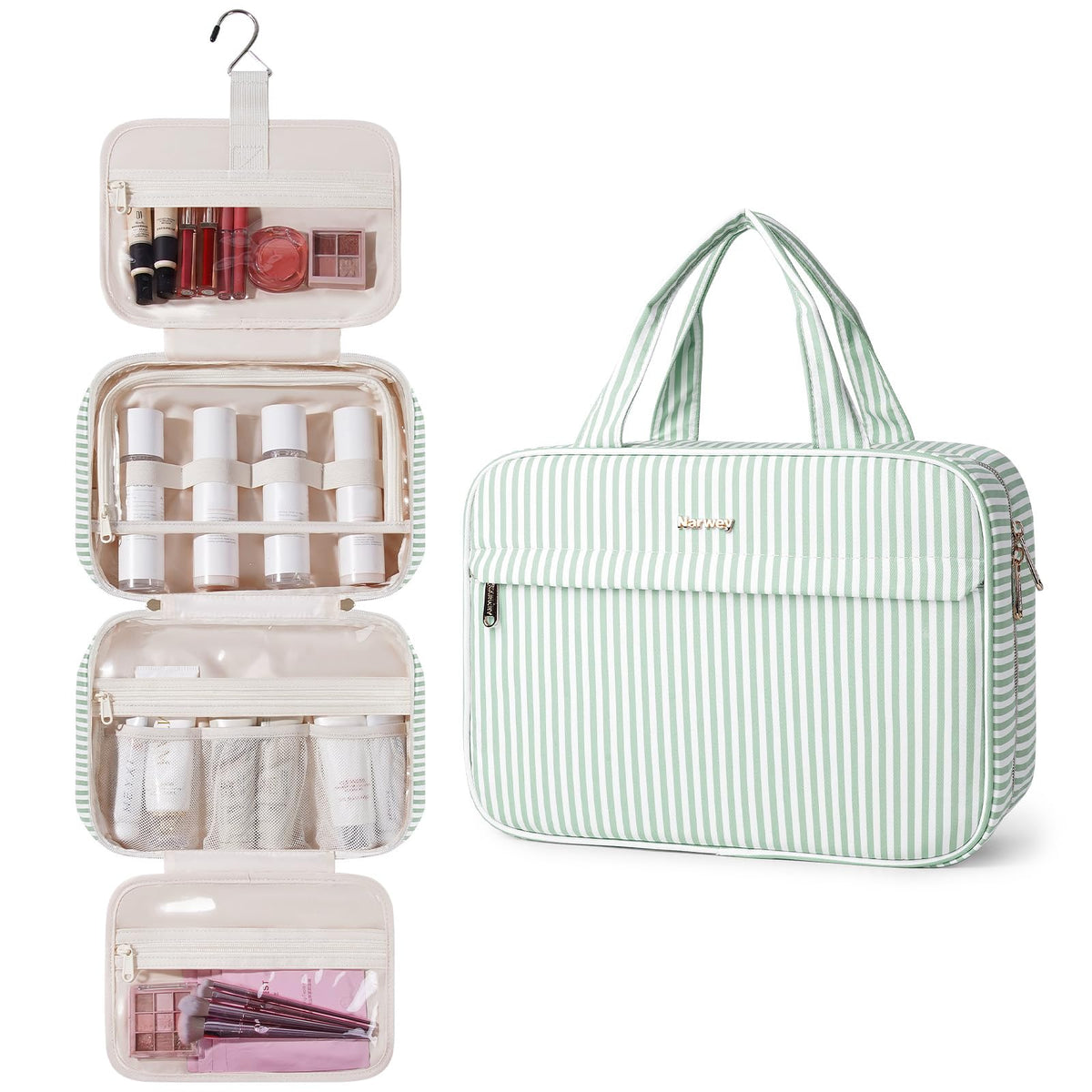 Narwey Hanging Travel Toiletry Bag for Women, Cosmetic Makeup Bag Organizer