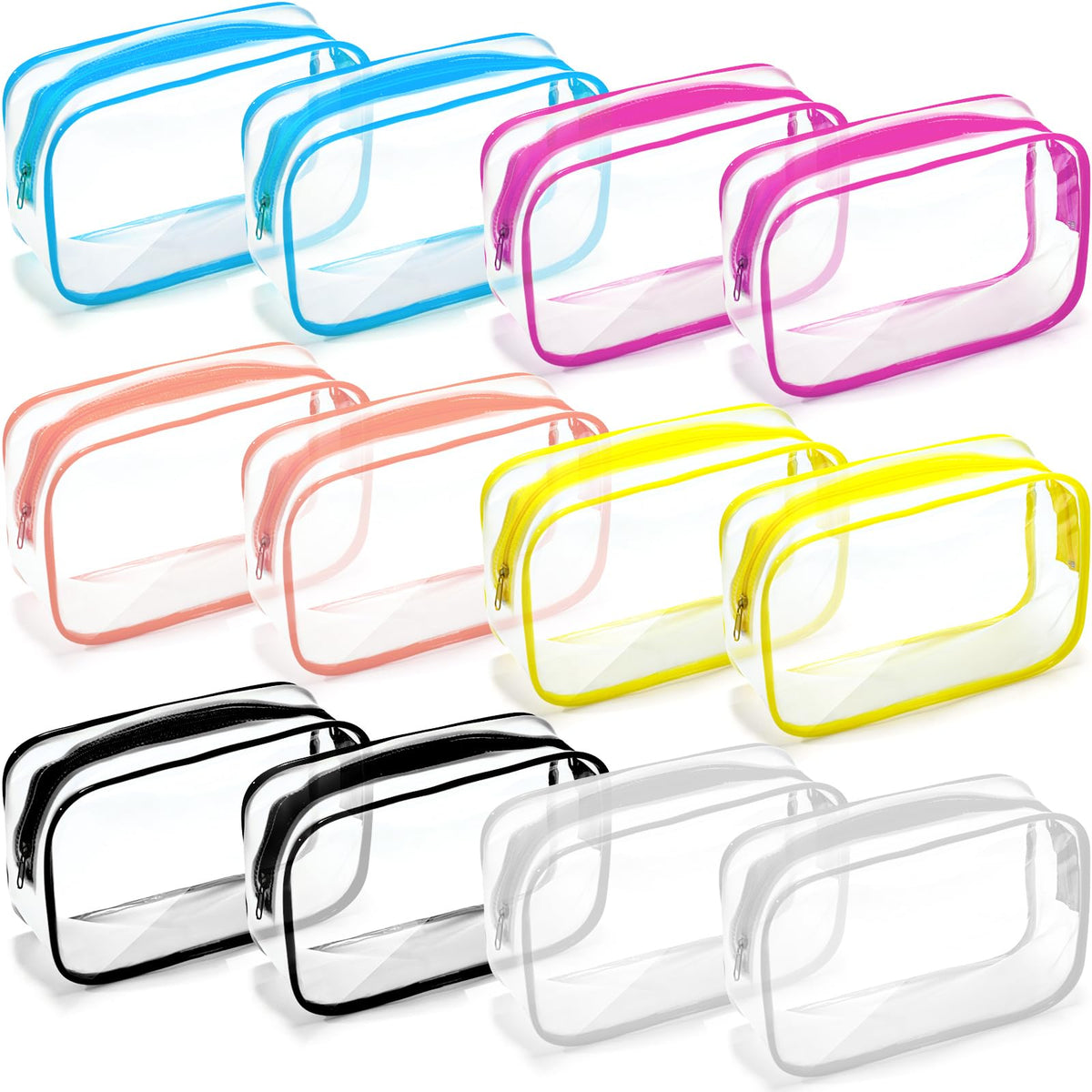 Weewooday 12 Pcs Clear Cosmetic Bags PVC Zipper,None