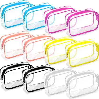 Weewooday 12 Pcs Clear Cosmetic Bags PVC Zipper,None