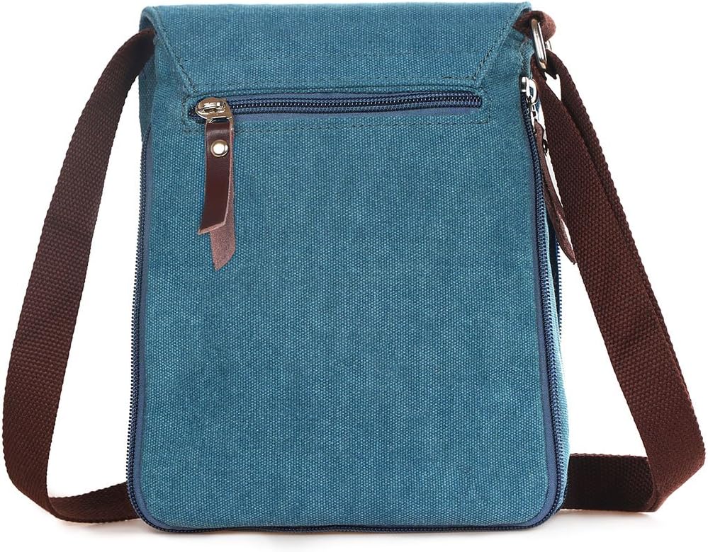 Berchirly Small Vintage Canvas Leather Messenger Crossbody Bag Pack Organizer