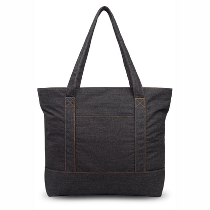 TOPDesign 1 | 3 | 6 | 30 Pack Canvas Tote Bag with an External Pocket, Reusable Grocery Shopping Bag, Top Zipper Closure, Daily Essentials (Black/Natural Pack of 1)