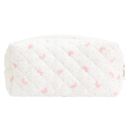 PAZIMIIK Small Quilted Makeup Bag,Zipper Cosmetic Pouch,Grey Floral
