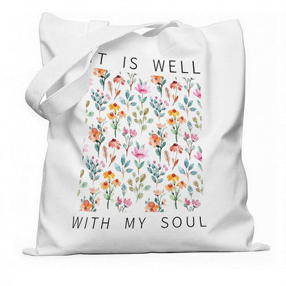 Funny Animal Canvas Bag, Christian Inspirational Tote Bag, Boho Watercolor Floral Butterfly Canvas Bag