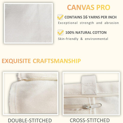 Canvas Tote Bag, Pockets, Zipper, Durable, Lightweight, Cotton Shopping Cloth Bag, Gifts