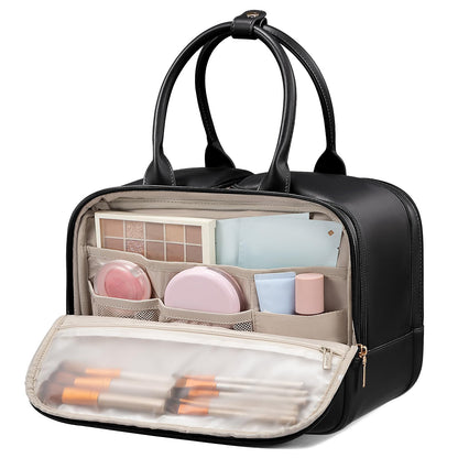 LOVEVOOK Large Makeup Bag for women, Leather Travel Toiletry Bag