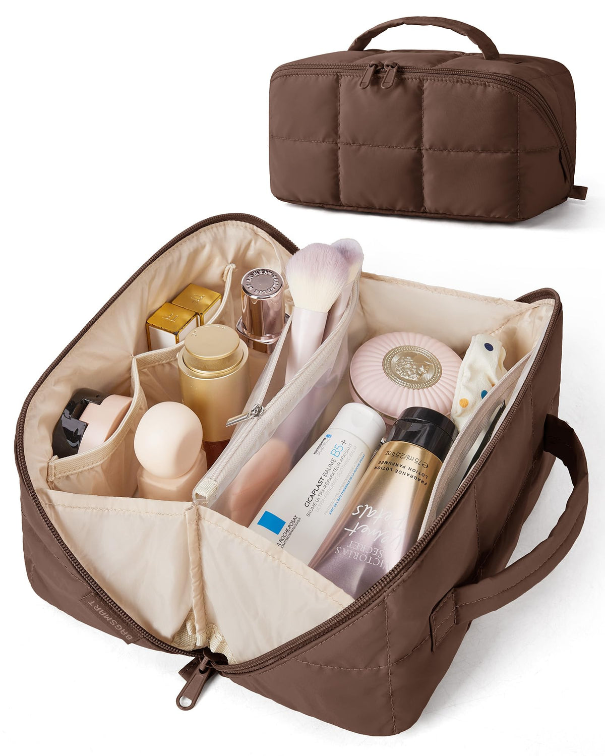 BAGSMART Easy-Access Makeup Bag, Water-Resistant Travel Toiletry Organizer