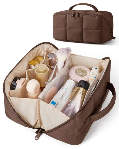 BAGSMART Easy-Access Makeup Bag, Water-Resistant Travel Toiletry Organizer