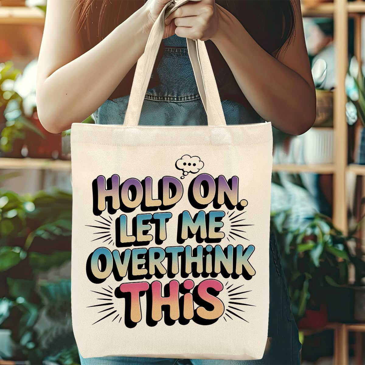Sarcastic Canvas Tote Bag Funny Minimalist Humor Gift for Women Sister Birthday Christmas Weekender Beach Bag