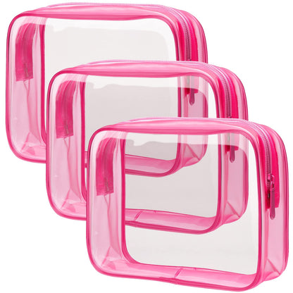 PACKISM TSA Approved Toiletry Bag - Clear Makeup Bag for Travel, Rose Pink