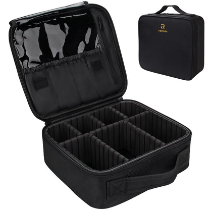 Relavel Makeup Bag Travel Train Case Cosmetic Organizer with Divider, Black