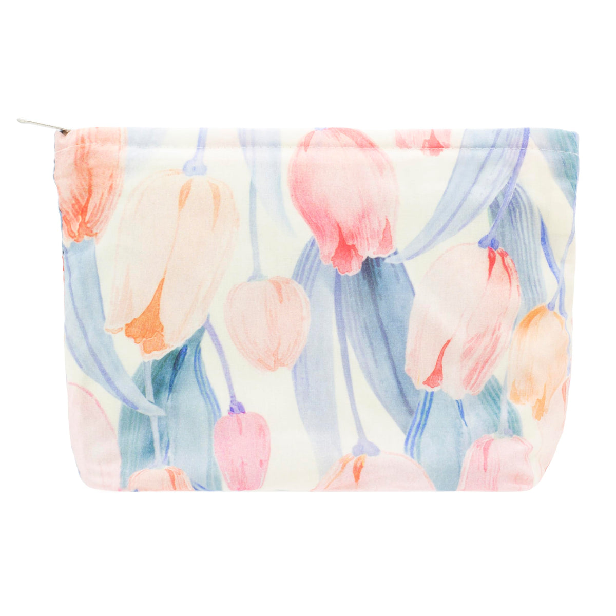 Flat Makeup Bag for Women,Zipper Cosmetic Pouch for Purse,Strawberry Beige