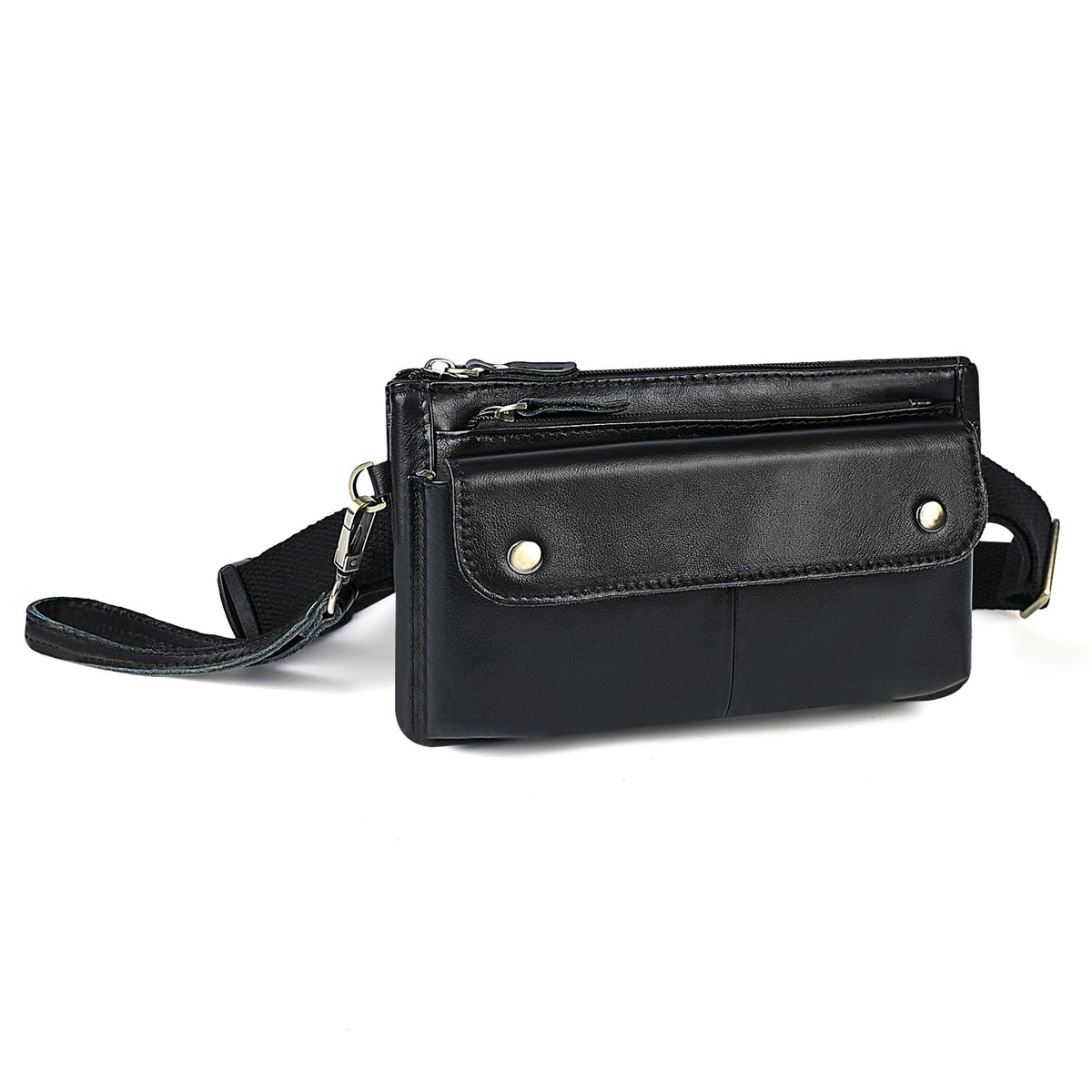 Water Resistant Canvas + Leather Hiking Riding Travel Fanny Waist Pack Small Phone Pouch For Men Women FB811-29 (1168 Brown)