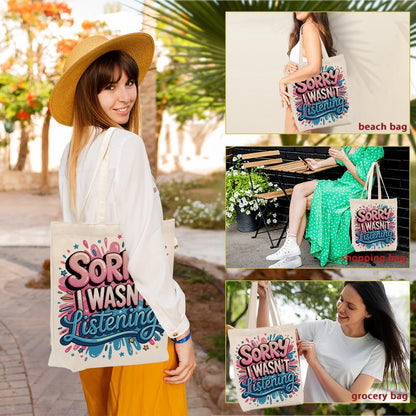 Sarcastic Canvas Tote Bag Funny Minimalist Humor Gift for Women Sister Birthday Christmas Weekender Beach Bag
